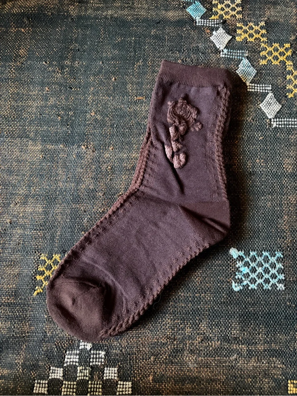 NWT Tiepology Women's socks in Brown Gothic Rose